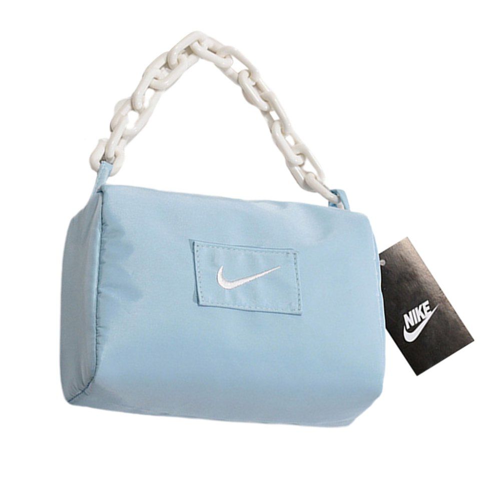 Multifunction small nylon armpit bag vintage bag handbag acrylic chain for girls School Travel Bags Large Capacity-pink+white