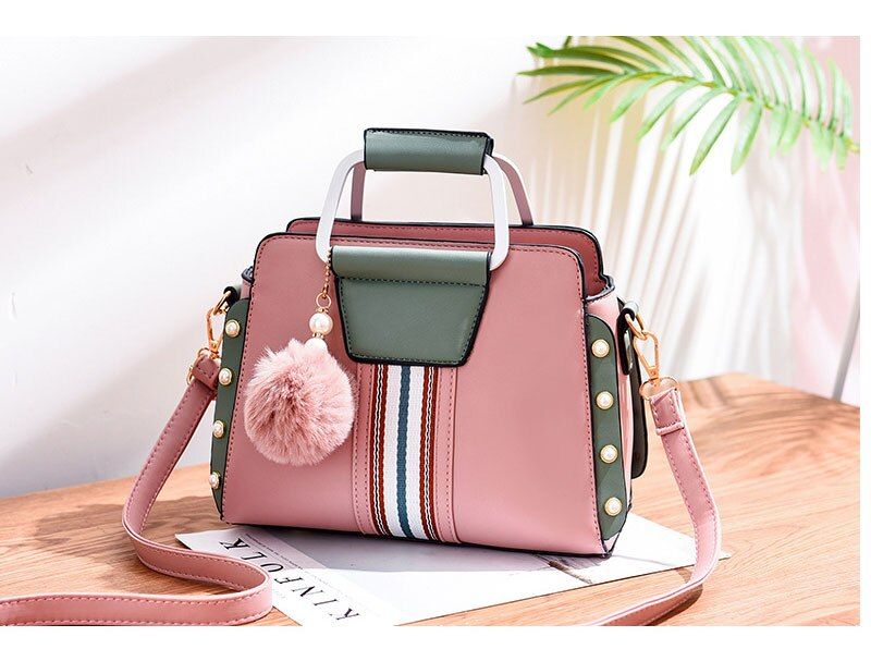 LAN LOU New shoulder bag women bag handbag  luxury handbags women bags designer High-grade Scrub leather messenger bags Hairball