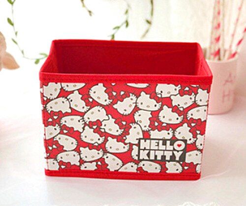 Kitty Melody Cloth Desktop Storage Box Cosmetics Storage Box Makeup Organizer Storage Box Move control holder Ladies handbag