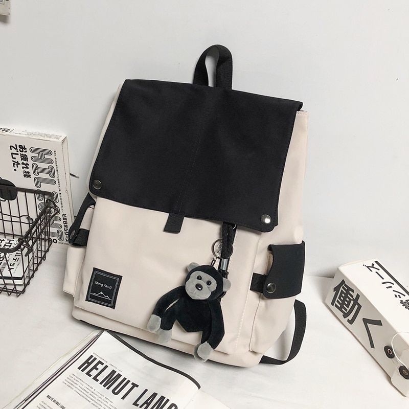 Fashion women's backpack Contrast color waterproof nylon travel bag Teen girl college stuMen's school bag StuMochila