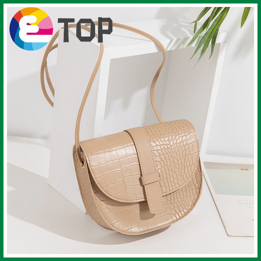 Winter Korean version of the crocodile pattern with tongue half round bag shoulder diagonal simple female bag