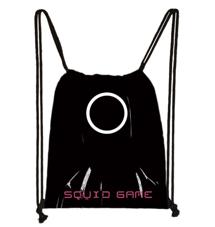Squid Game Drawstring Bag Portable Multipurpose Backpack Fashion Polyester String Bag for Women Men A66