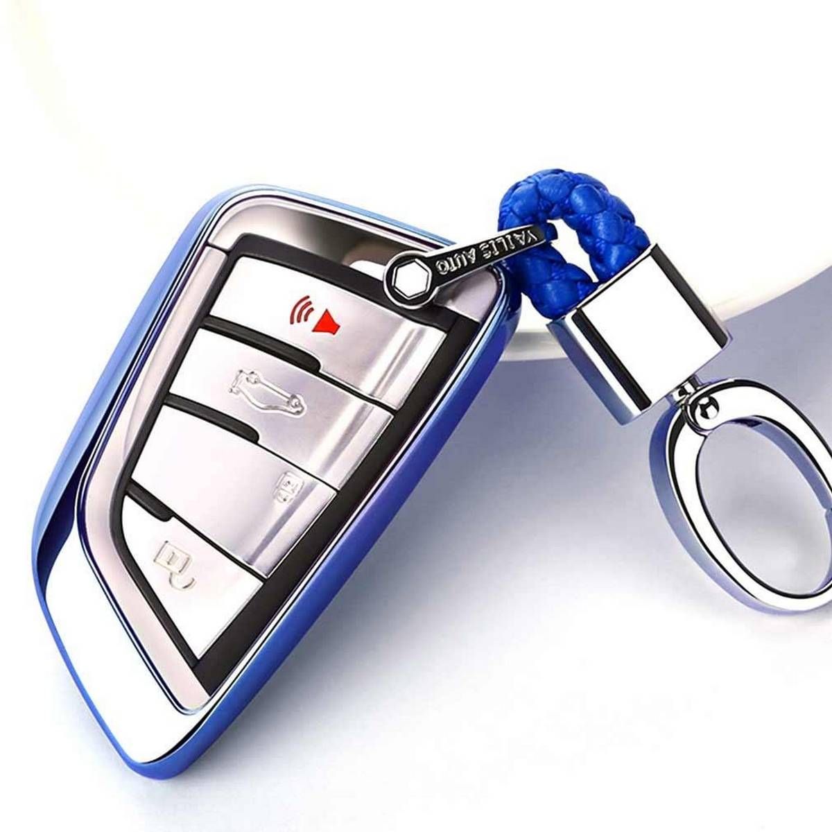 Electroplating Tpu Car Key Case With Key Ring For Bmw X5 / X6 (Black)