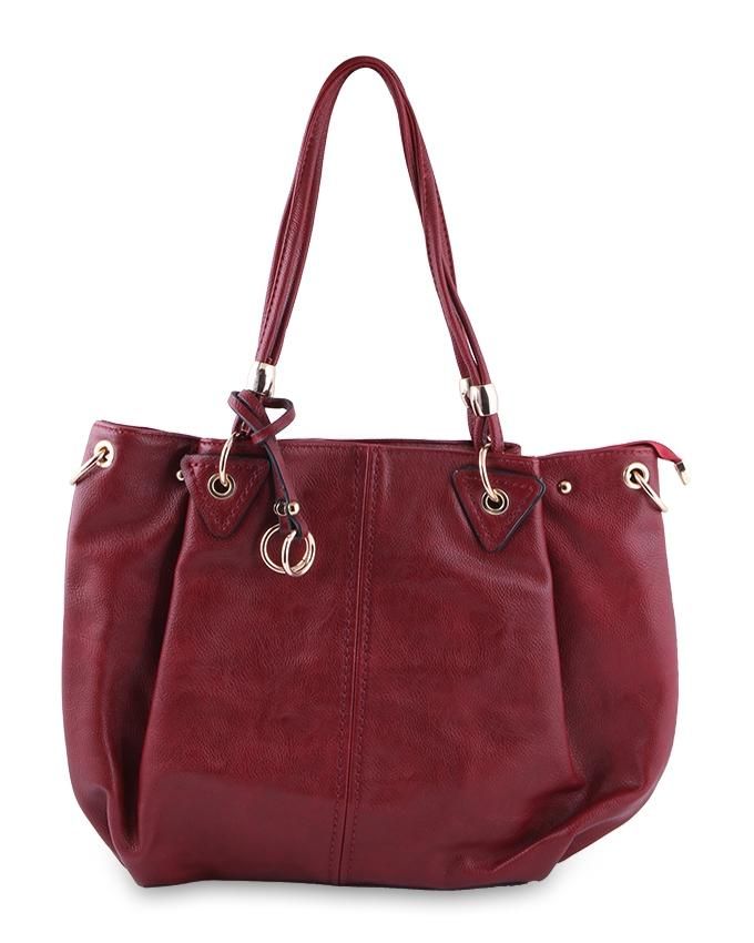 Leather Hand Bag - Maroon