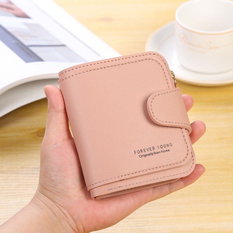 leather wallet women's short wallet card holder women's wallet purse zipper coin purse women's wallet purse in hand