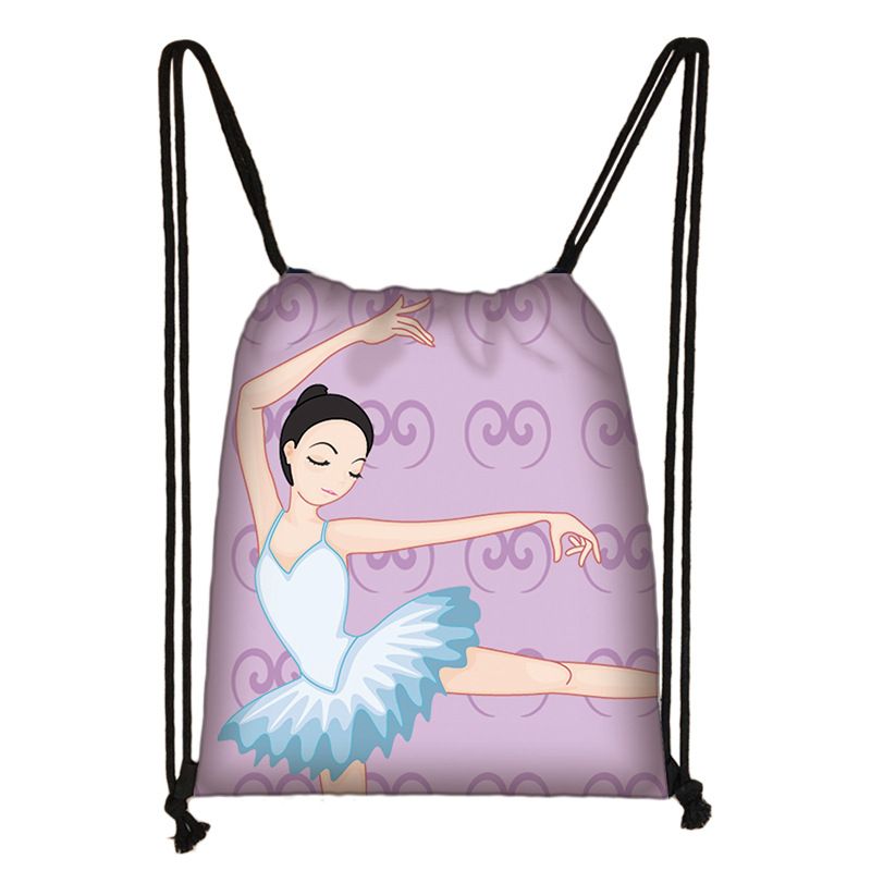 【BestGO】multifunctional storage bag backpack student polyester bunched pocket hot-selling cartoon ballet danr padded storage bag travel outdoor shopping bag
