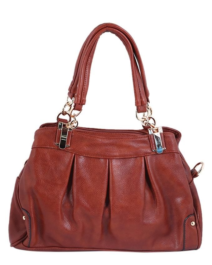 Pu Leather Hand Bag For Women - Brown