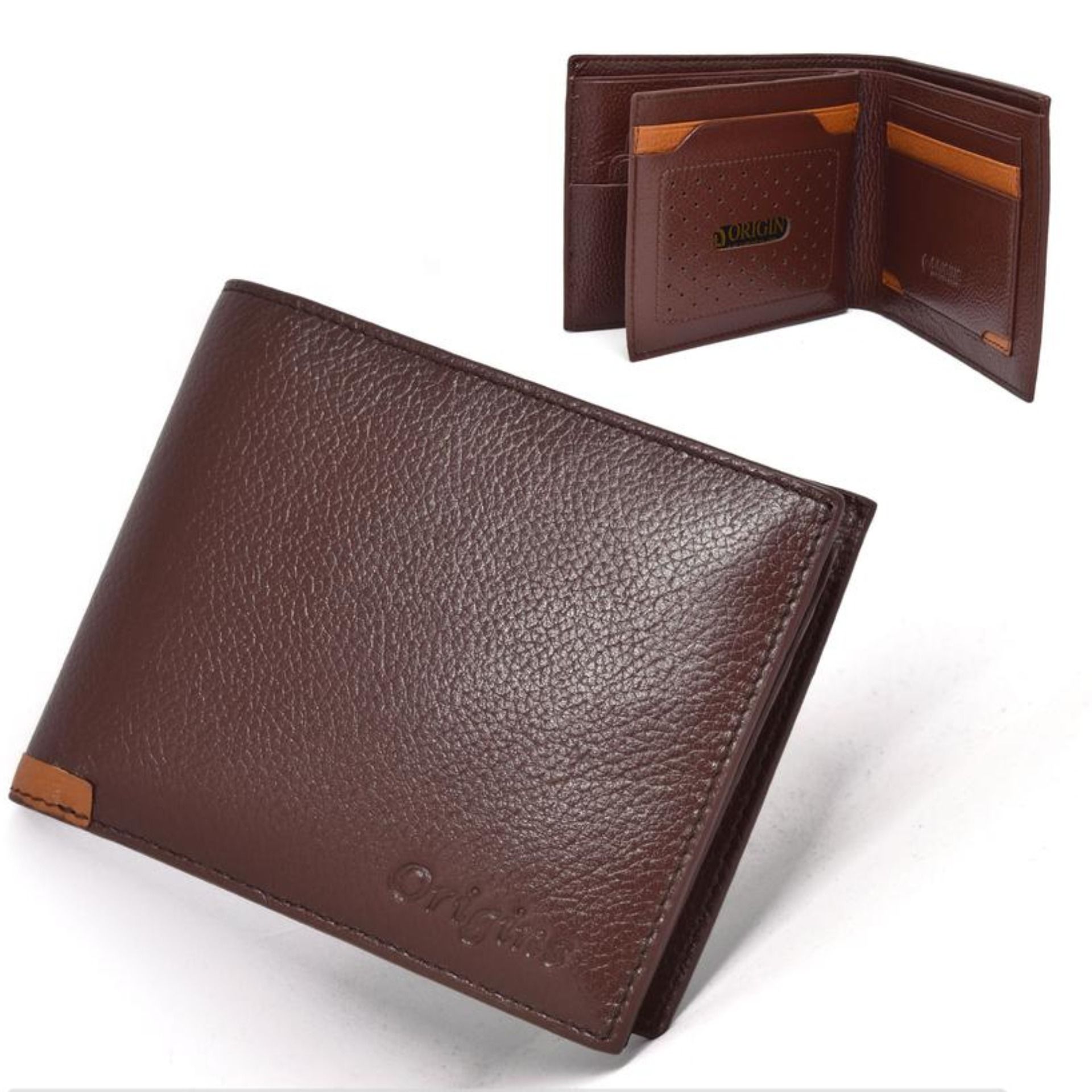 Leather Man wallet 3 Part Pocket Size Premium Quality pure Leather Wallet for Men (Money bag) Origin brand
