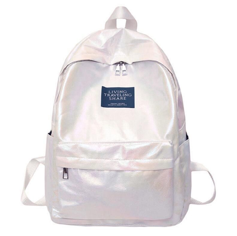 Yogodlns Waterproof Laser Backbag Women Shoulder Bag Preppy Style Holographic Backpack School Bags for Teenage Girls Travel Bags