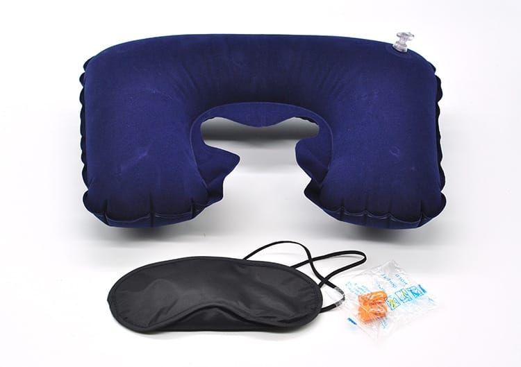 Air Inflatable Cushion Sleep Neck Pillow & Eye Shad - Multicolor
