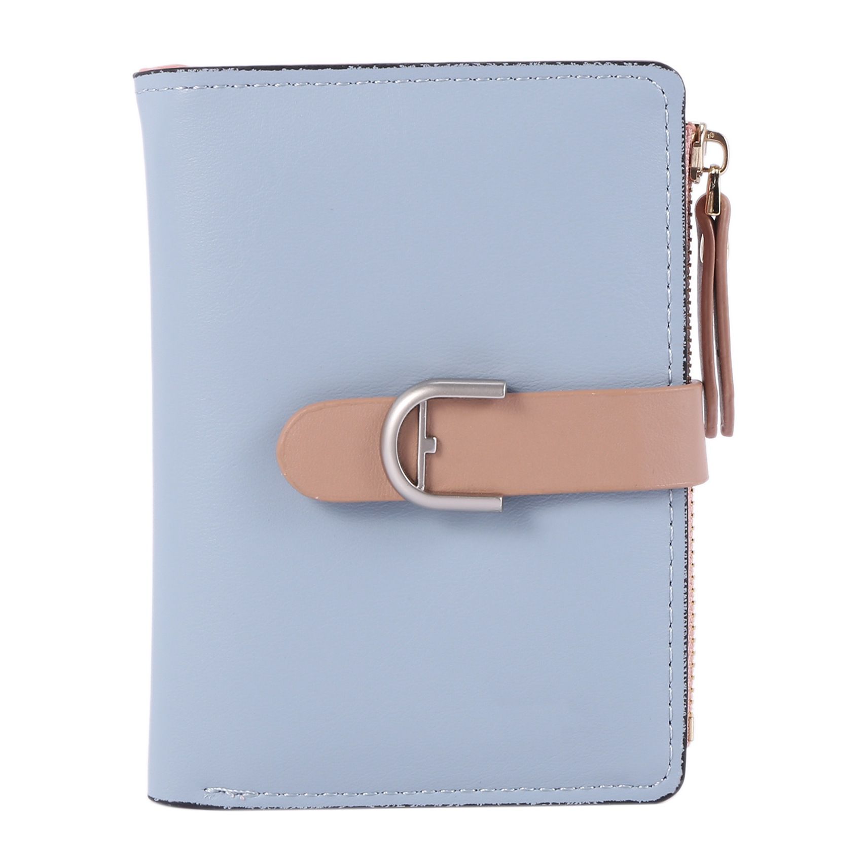 Women's Fashion Wallet Multi-Card Slots ID Card Holder Short Bifold Soft Clutch Bag(Blue)