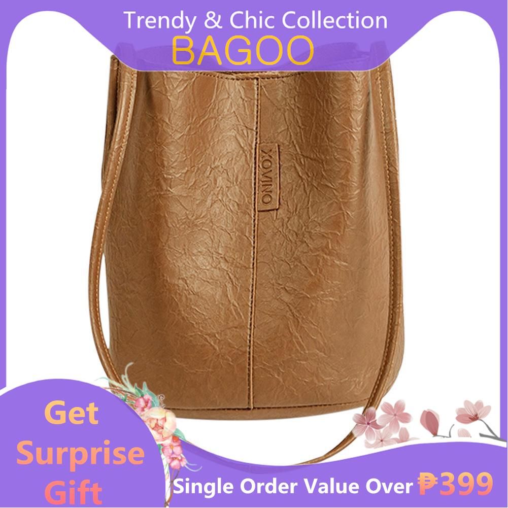 Fashion Women Shoulder Crossbody Bag PU Leather Vintage Bucket Totes Ladies Retro Travel Shopping Handbag