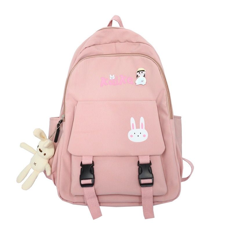 Kawaii Waterproof Backpack Women Multi-pocket High School Bags For Teenage Girl Preppy Backpack Versatile Travel Rucksack