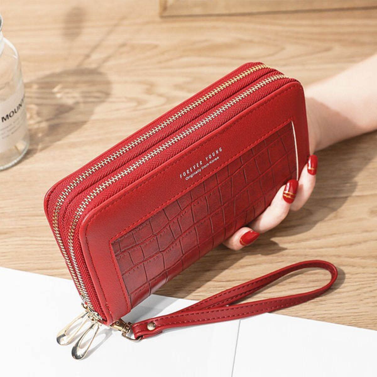 New Ladies Wallet Double Zipper Capacity Clutch Bag Card Holder.