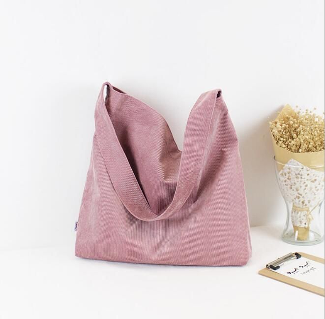 Retro corduroy canvas bag simple solid color literary shoulder bag casual wild handbag