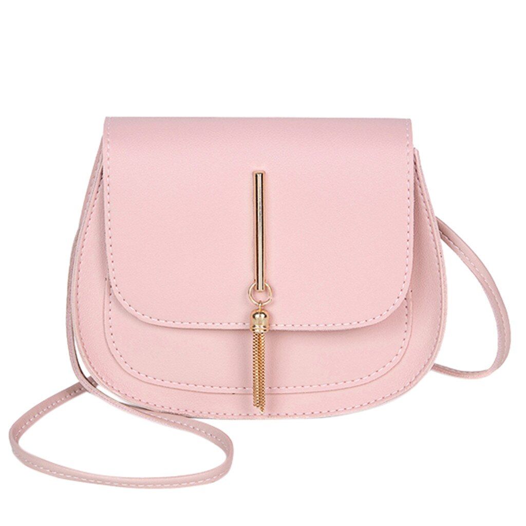Women Leather Simple Handbag Pink High Quality Shoulder Bag Sac A Main Femme Luxury Designer Lady Tassel Messenger Bags #T1P