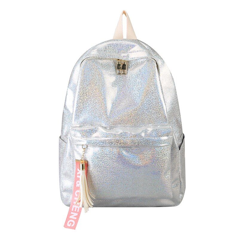 Fashion Women School Backpack Shiny Laser Travel Student Bag Ladies Large Capacity Nylon Hologram Silver Holographic Backpacks