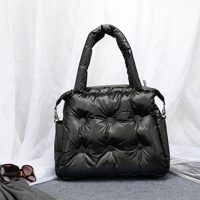 2021 New Winter Space Bale Designer Handbag Woman Casual Bag Down Feather Padded Lady Shoulder Bag Bolsas sac a main feminin