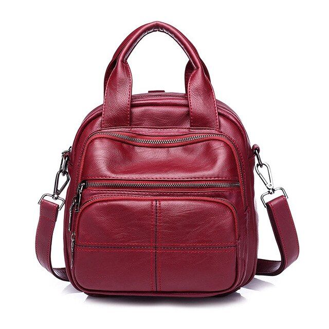 Korean Style Leisure Soft Leather Female Bag 2021 Multifunction Travel Bag Mini school Bag Mom Women Shoulder Bag Sac A Dos