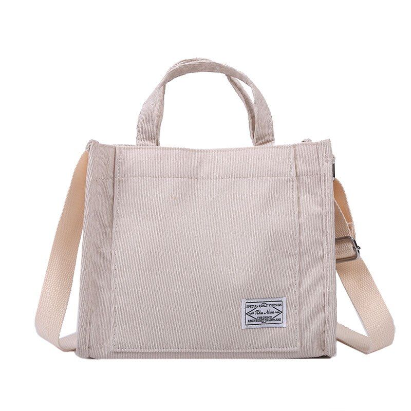 Qiaoduo Women Corduroy Zipper Shoulder Bag Cotton Canvas Handbag Casual Bag Female Eco Crossbody Bag Vintage Shoulder Bags