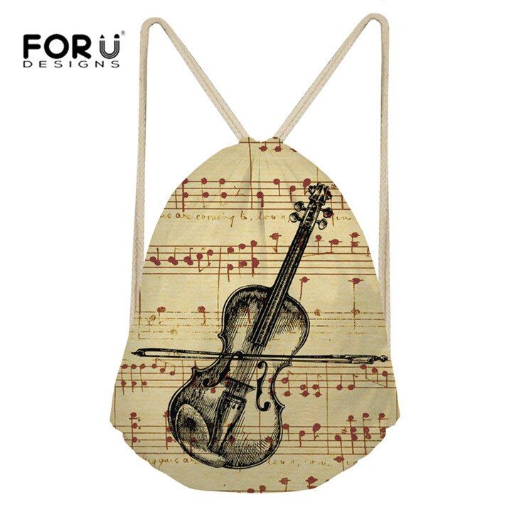 FORUDESIGNS Women Backpack Music Note Guitar Pattern Drawstring Bag Small Kids School Backpacks for Boys Rucksack Children 2018