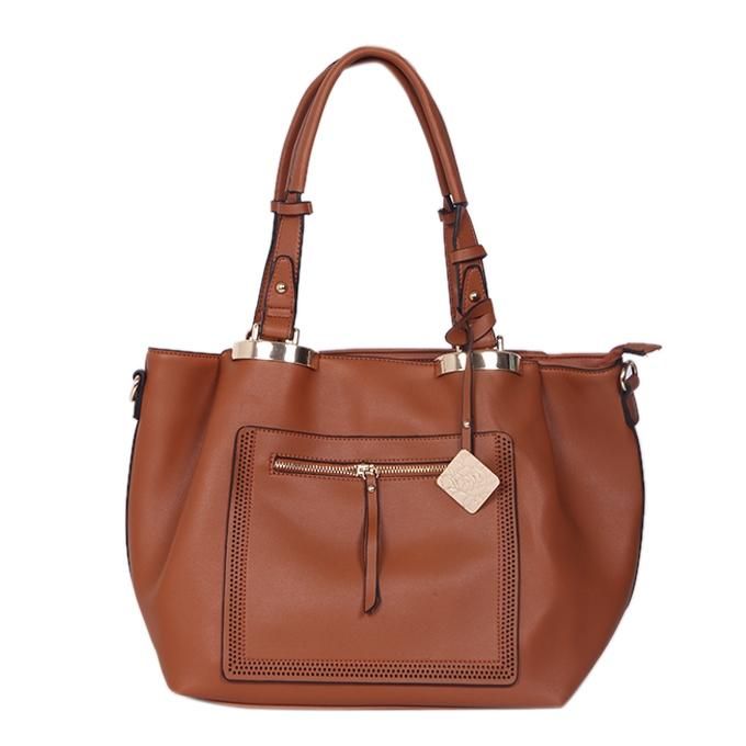 Chocolate Artificial Leather Shoulder Bag For Women