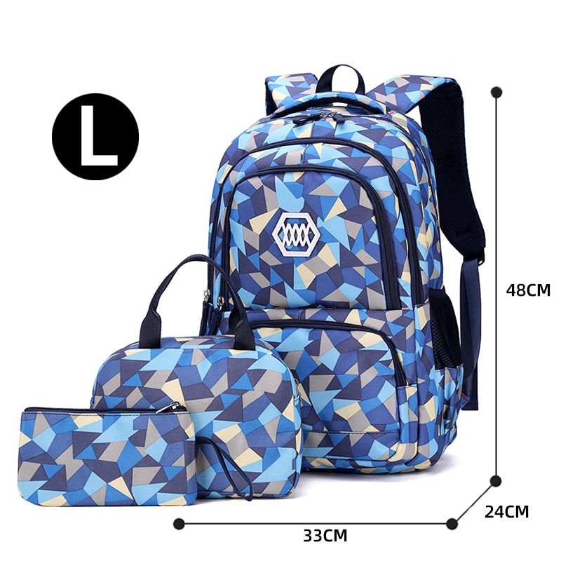 3 Set School Bags Children School Backpack For Teenage Girl Boy Printed Waterproof Schoolbag Orthopedic Backpacks Kids Book Bag