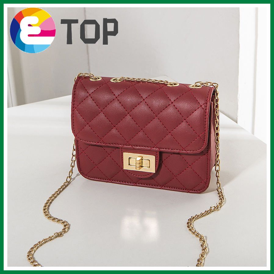 Female bag Korean embroidered thread rhombus lock chain small square bag summer and autumn shoulder messenger bag