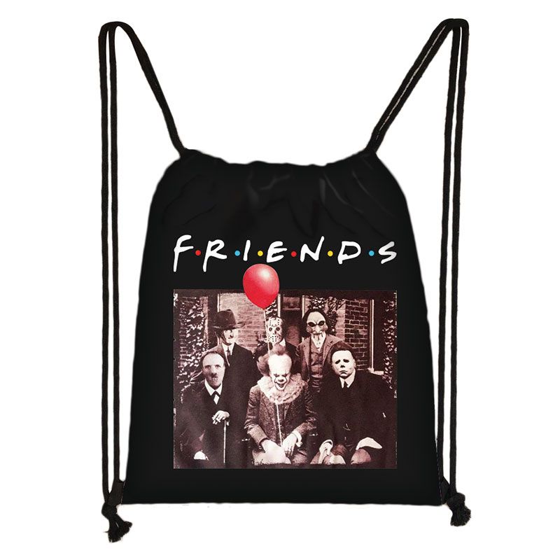 Horror Character Freddy Jason Chucky Backpack Women Men Storage Bag for Travel Canvas Drawstring Bag Kids Bookbag
