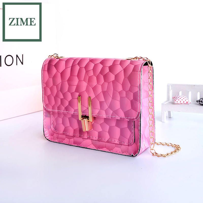 ZIME Summer Korean version of scales printing colorful laser lock chain small square bag shoulder diagonal