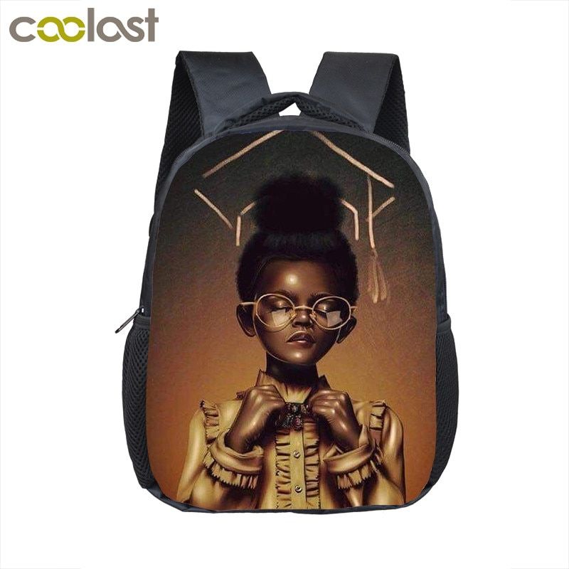 Cartoon Afro Girl with Crown Backpack Children School Bags Black Girls Boobag Kids Kindergarten Backpack Baby Toddler Bag Gift-12afr42