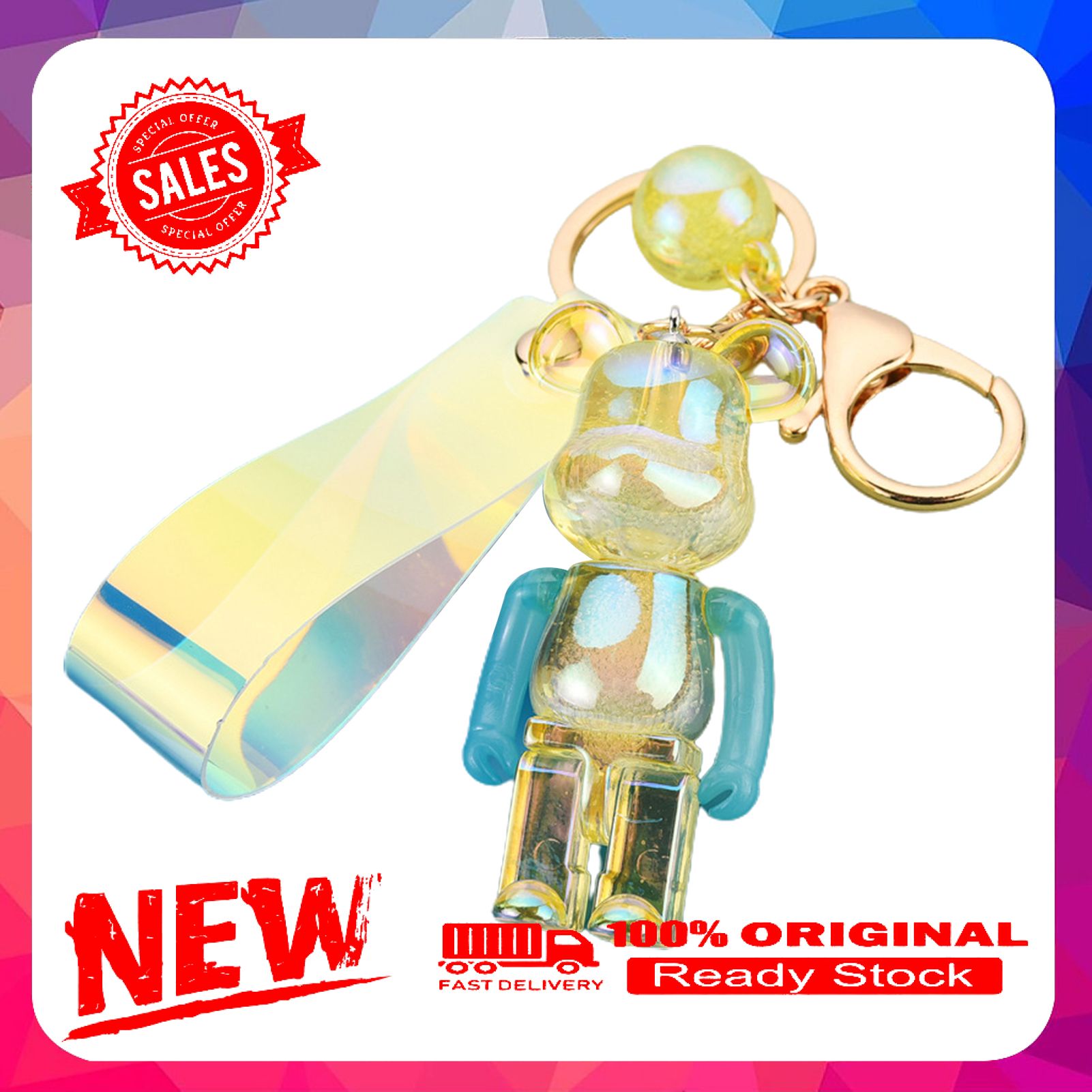 Key Ring Cartoon Robot Bear Accessory Acrylic Creative Key Chain Bag Pendant For  Thanksgiving Day