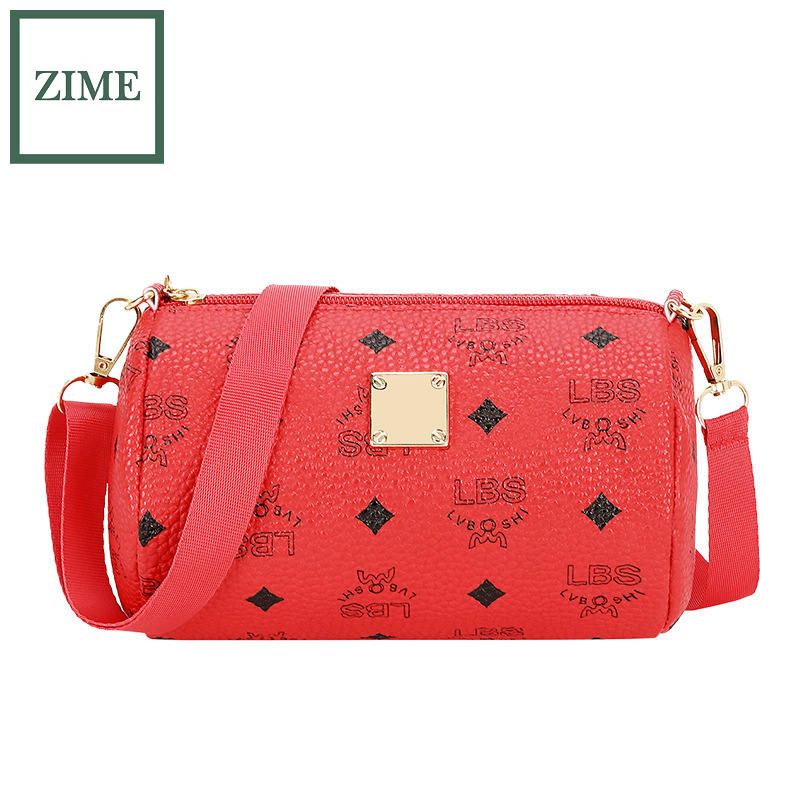 ZIME Korean version of ladies printed letters one-shoulder pillow bag winter messenger cylinder messenger small bag