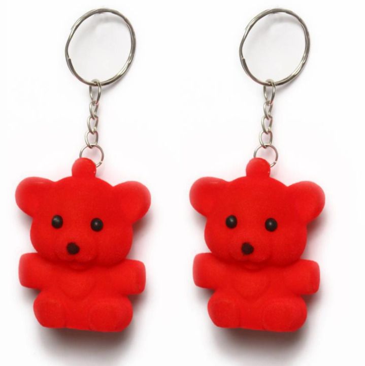 Key Ring Red Teddy Bear Key Holder- 2 PC