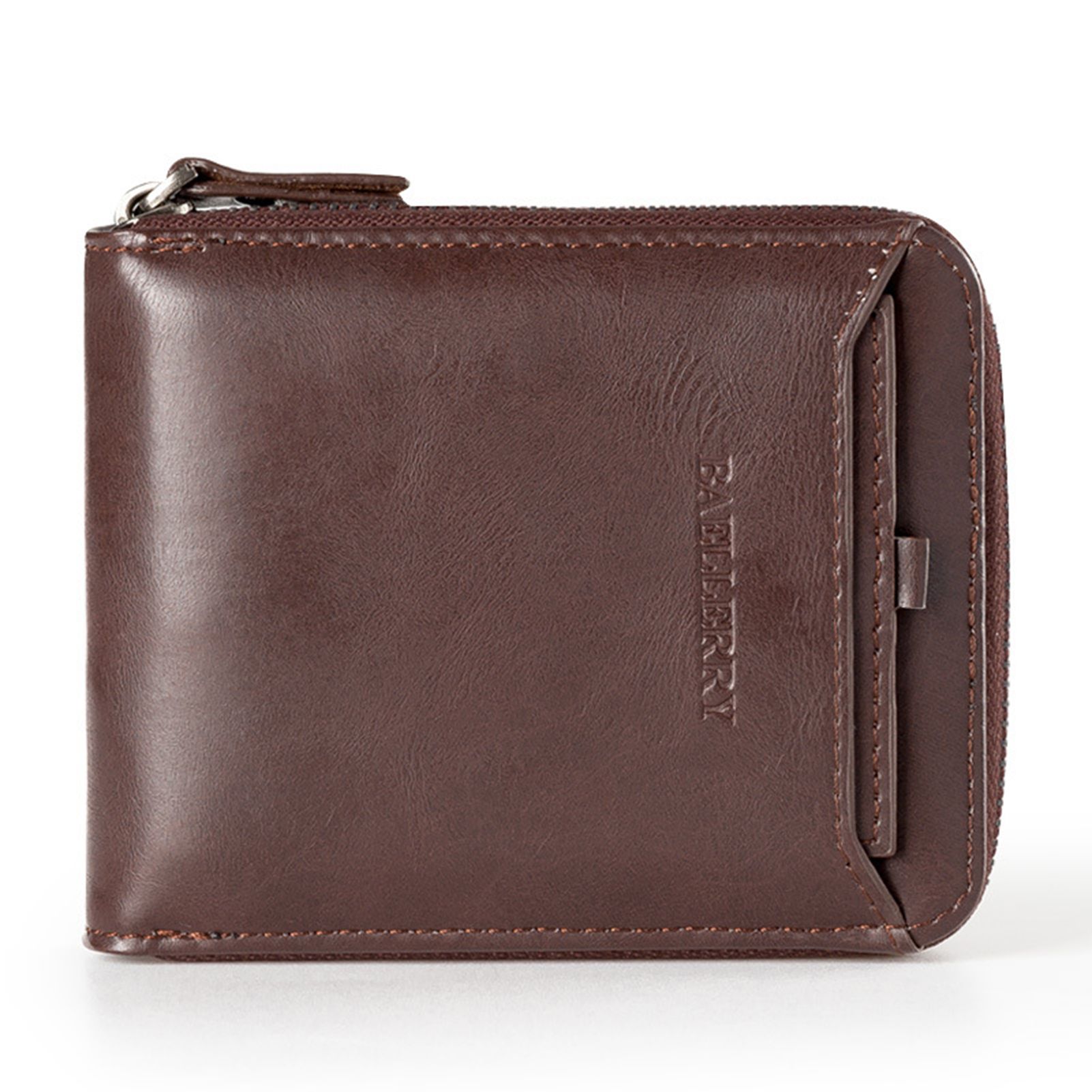 Wallet Smooth Surface Folding Men Zipper Coin Purse with Multi Slots for Shopping