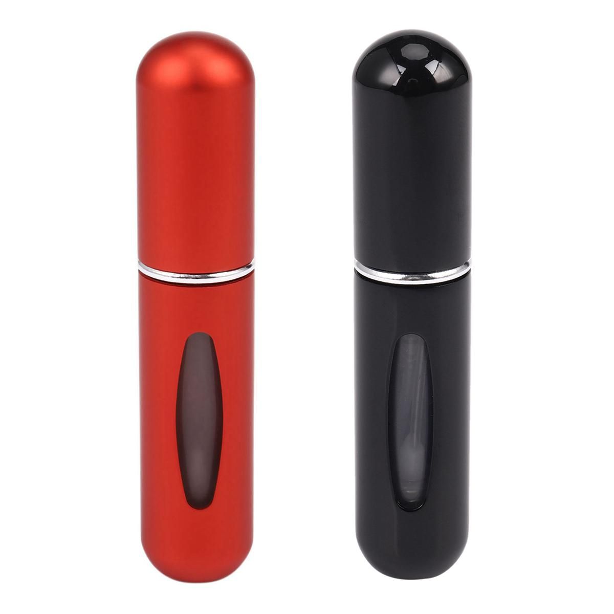 2x Self-Pump Filling Perfume Bottle Refillable Perfume Spray Bottle Aluminum Atomizer Spray Bottle 5Ml(Red&Black)