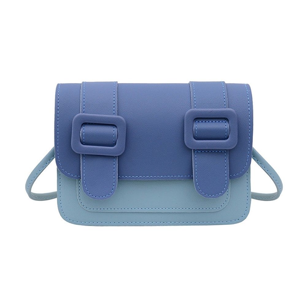 Women Rectangular Faux Leather Color Block Buckle Satchel Crossbody Shoulder Bag