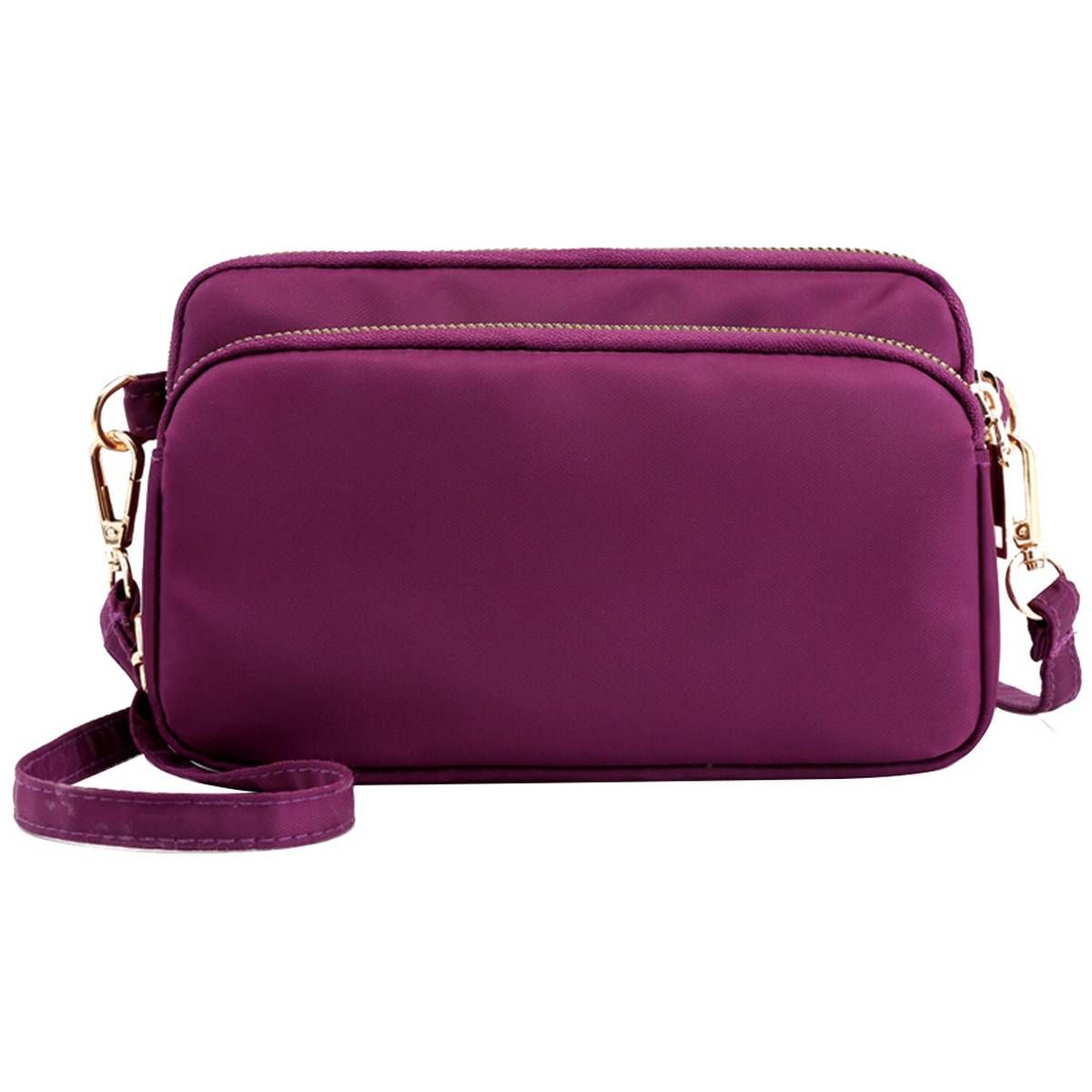 Women Solid Color Waterproof Zipper Small Clutch Crossbody Shoulder Nylon Bag