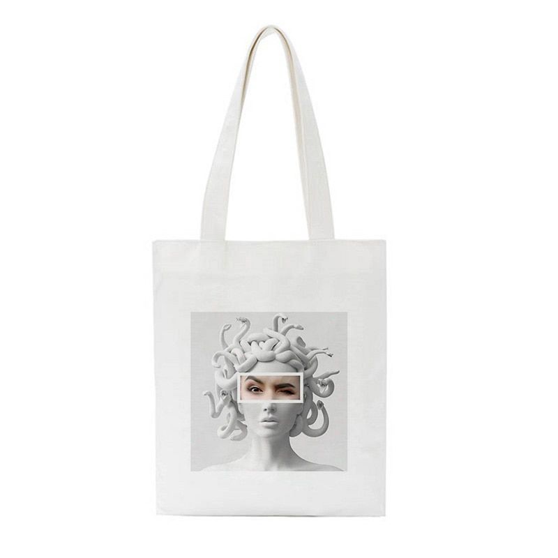 Harajuku Greek Mythology Two Hydra Print Shoulder Canvas Bag Solid Color vogue shopping bag David Michelangelo Handbag Women Bag