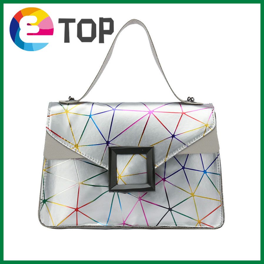 Small bag Korean version of the colorful geometric rhombus lock chain portable small square bag shoulder diagonal bag