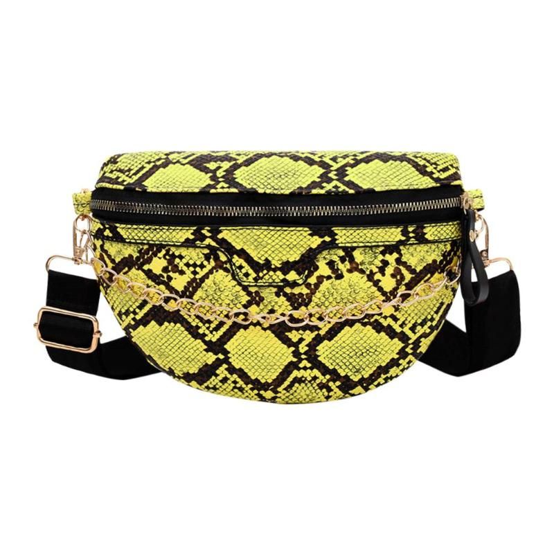 Snake Print Shoulder Messenger Handbags for Ladies Waist Chain Packs Women PU Leather Casual Crossbody Bags 2021