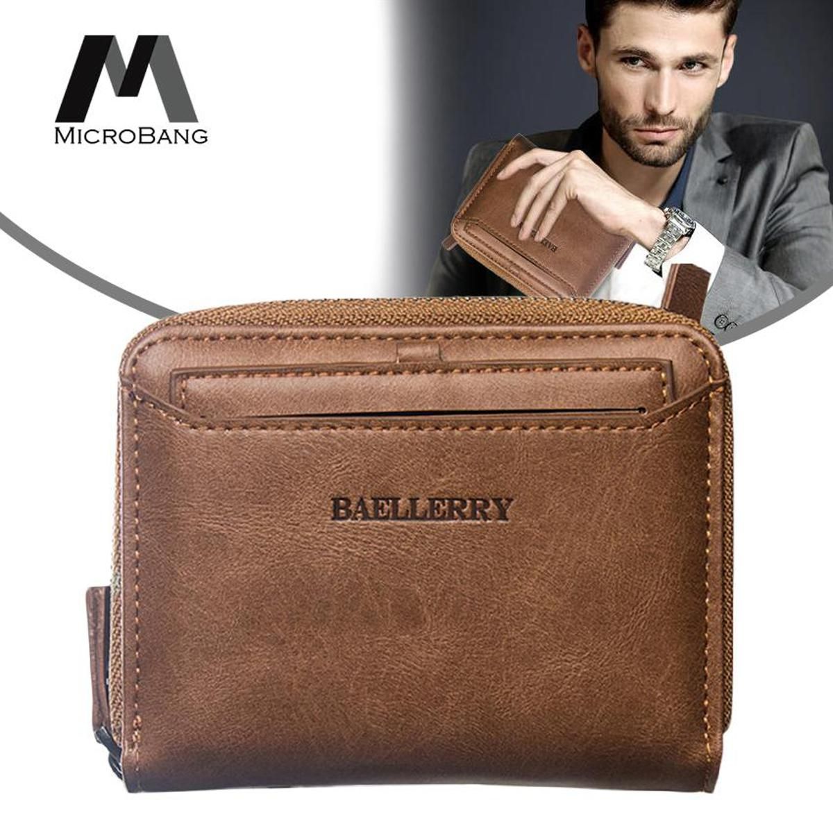 Microbang Fashion Wallets Men Zipper Wallets Pu Leather Bifold Pocket Purse With Detachable Card Holder Men Short Wallet Coin Card Holder Money Credit Cards Id Window Large Card Wallet