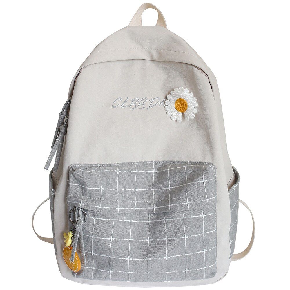 Waterproof Nylon Girl Bag Student Female Cute Backpack Plaid College Fashion Women School Bag Book Canvas Ladies Kawaii Backpack