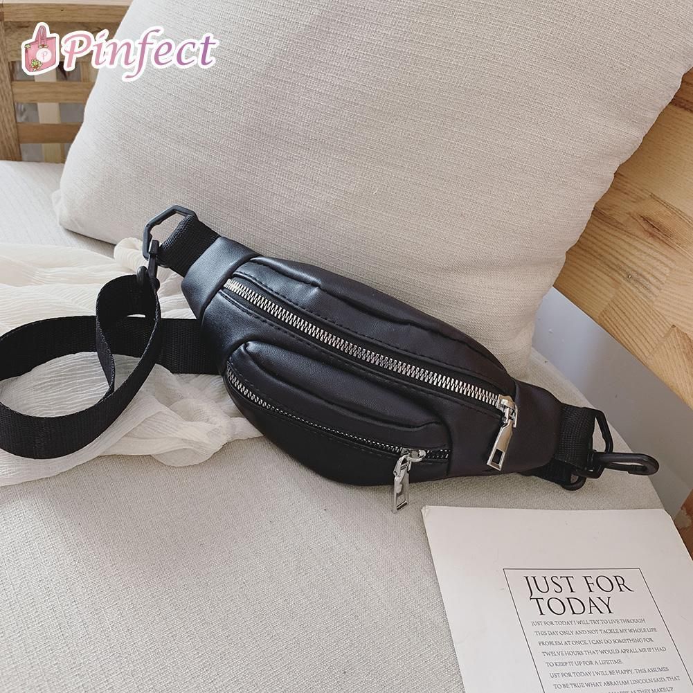 Fashion Women Mom Daughter Simple PU Leather Fanny Chest Bag Parent-child Zipper Waist Belt Purse Women Kids Casual Shoulder Crossbody Bag