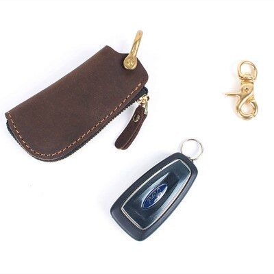 Vintage Car Key Case Keys Pouch  Leather KeyChain Unisex Key Bag Multifunction Organizer Wallet Holder Smart Housekeeper