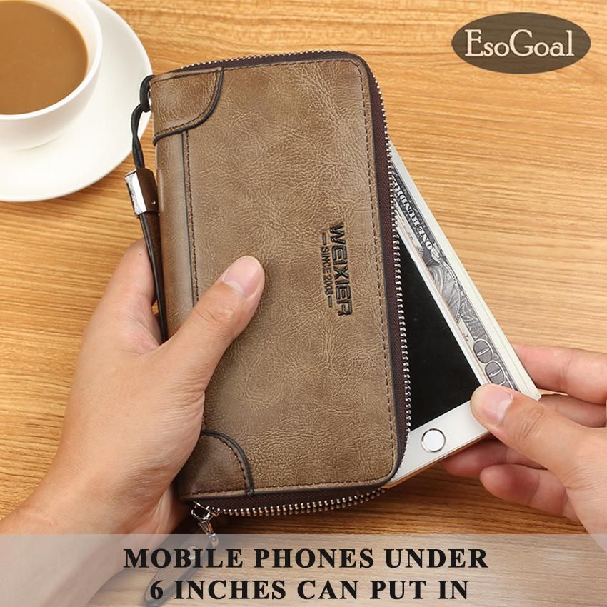 Bifold Long Wallet Premium Retro Fashion PU leather Purse Card Holder Wallet for Men Business