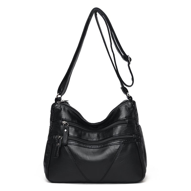 Leather Bolsa Luxury Ladies Shoulder Crossbody Bag Ladies Fold Over Small Bag Female Vintage Multi-Pocket Women Messenger Bag((20cm