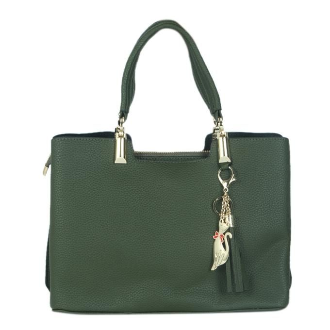 Green Artificial Leather Hand Bag For Women