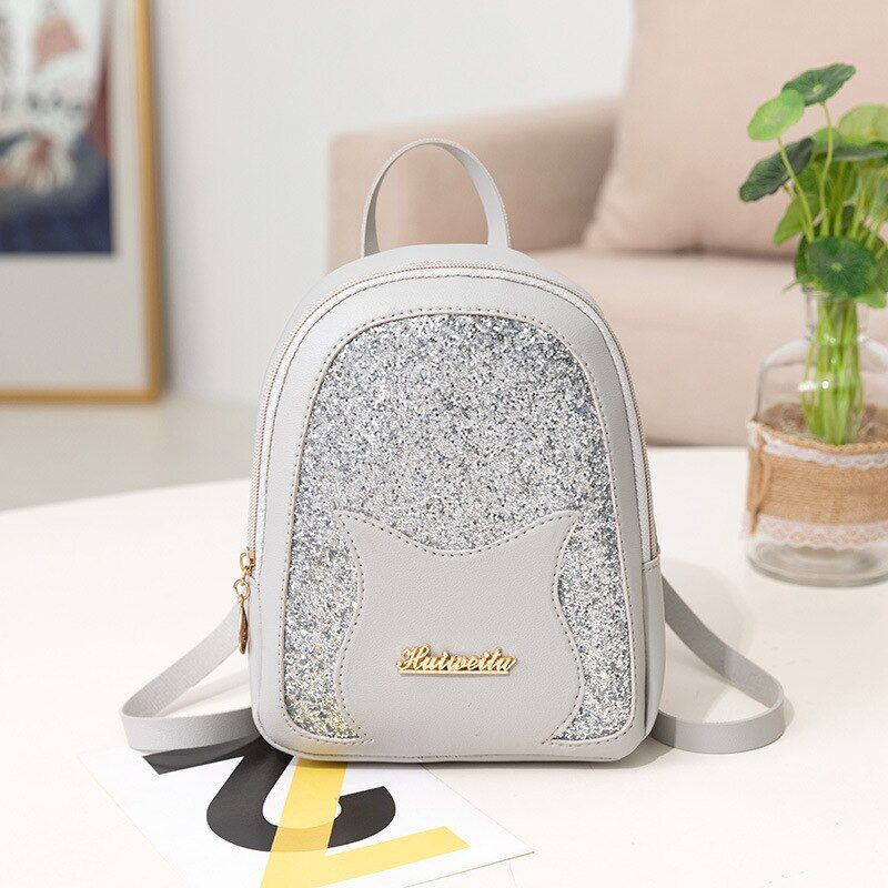 New Women Bag Lady Girls Mini PU Leather Sequin Bling Backpack Rucksack School Bag Travel School Bag Lovely Shoulder Fashion