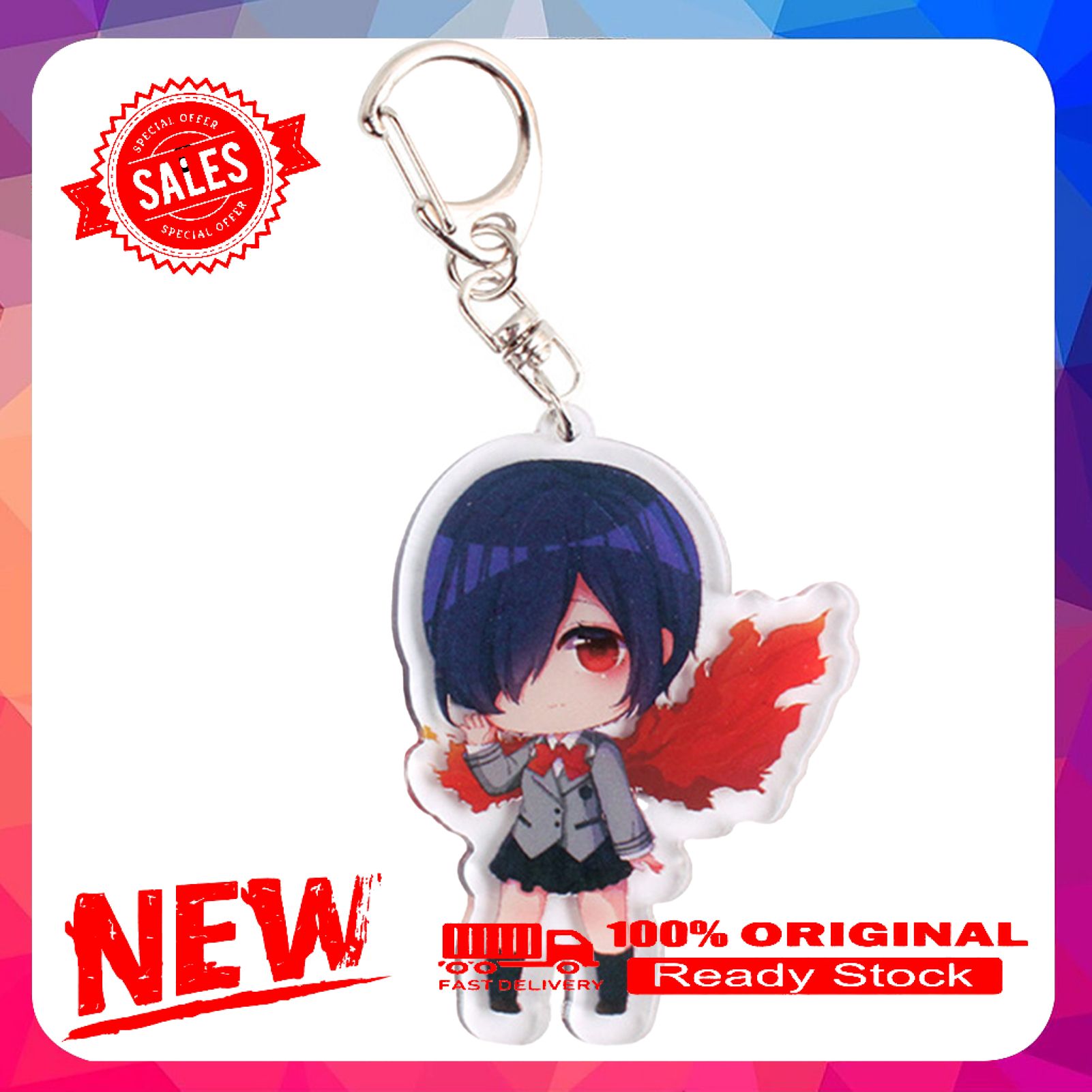 Double Layers Bag Pendant Vivid Skin-friendly Anime Tokyo Ghoul Kaneki Ken Suzuya Touka Kirishima Keychain Pendant For  Decoration